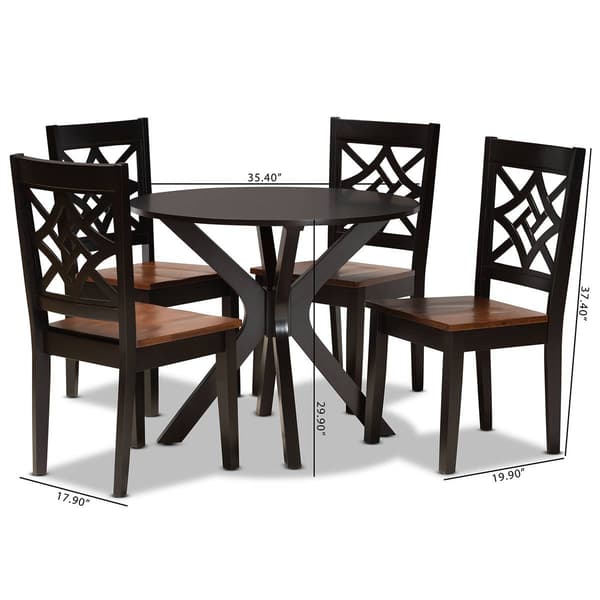 Baxton Studio Miela Two-Tone Dark Brown Wood 5pc. Dining Set