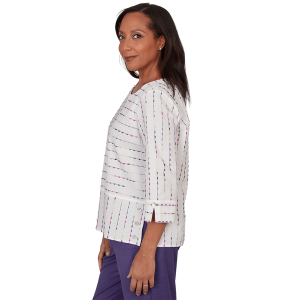 Petite Alfred Dunner Grand Bazaar Rainbow Stripe Blouse