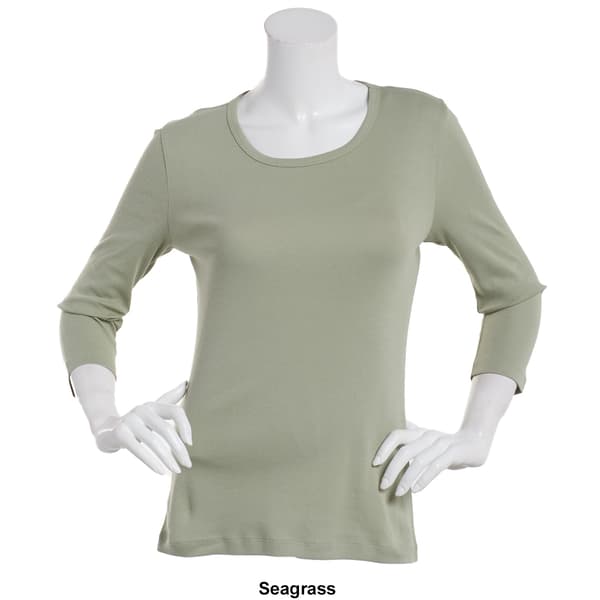 Womens Architect® 3/4 Sleeve Rib Scoop Neck Top