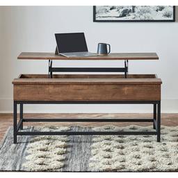 Coaster Coffee Table w/Hidden Storage - Brown Oak and Sandy Black