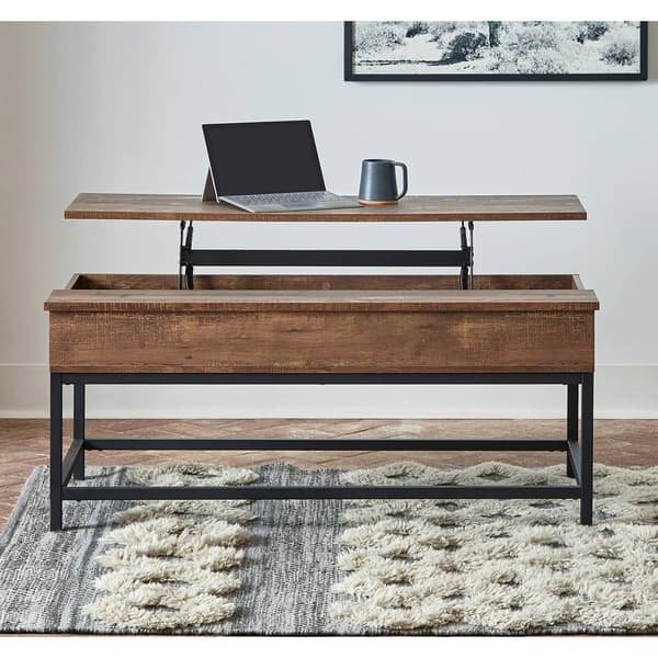 Coaster Coffee Table w/Hidden Storage - Brown Oak and Sandy Black