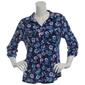 Womens Emily Daniels 3/4 Tab Sleeve Floral Casual Button Down - image 1