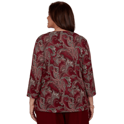 Plus Size Alfred Dunner Union Square 3/4 Sleeve Paisley Blouse