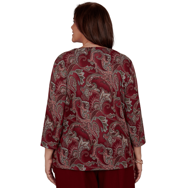Plus Size Alfred Dunner Union Square 3/4 Sleeve Paisley Blouse