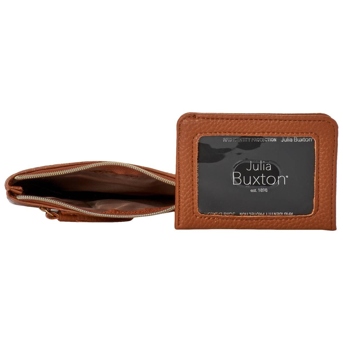 Womens Buxton Large ID Coin Case - Camel Croco