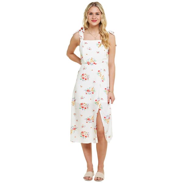 Juniors Self Esteem Tie Shoulder Floral Midi Dress - image 