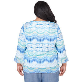 Plus Size Alfred Dunner Hyannisport Knit Tie Dye Biadere Blouse