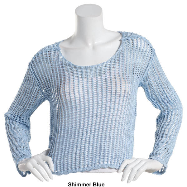 Juniors No Comment Shimmer Pointelle Sweater
