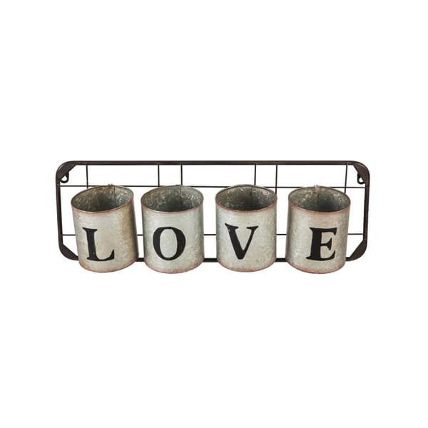 Evergreen Galvanized Metal Love Wall Pocket Decor