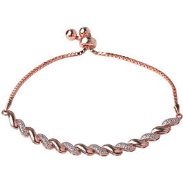Accents Rose Gold Plated Diamond Accent Swirl Adjustable Bracelet