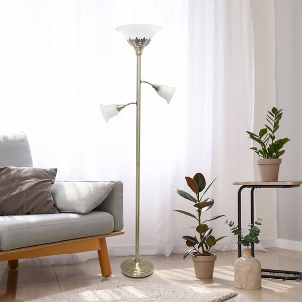 Lalia Home Classic 2 Read Light Glass Shade Torchiere Floor Lamp