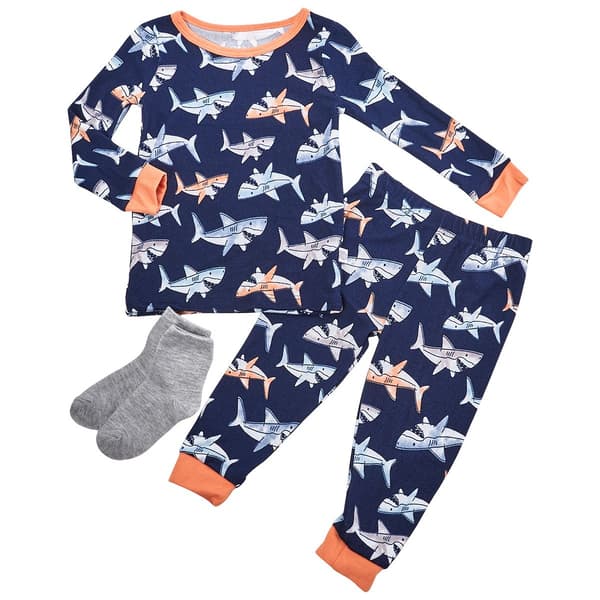 Toddler Boy Sleep On It(R) Shark Tight Fit Pajamas with Socks - image 