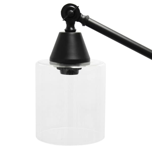 Lalia Home Swing Arm Floor Lamp w/Clear Glass Cylindrical Shade