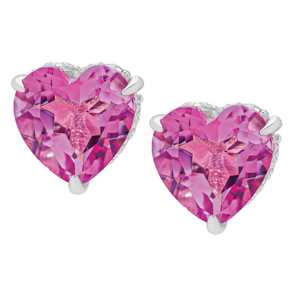 Gianni Argento Lab Pink Sapphire Heart Stud Earring - image 
