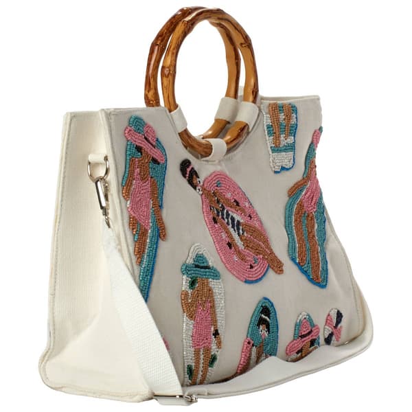 SOL and MER Beaded Bamboo Handle Tote
