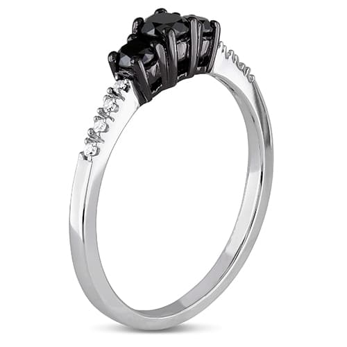 Radiant Rainbow™ 3 Stone Black Diamond Engagement Ring