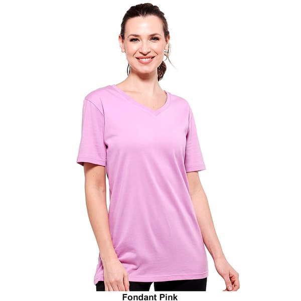 Womens Starting Point Straight Hem Short Sleeve V-Neck T-Shirt