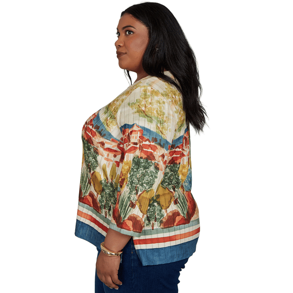 Plus Size Alfred Dunner Tuscany Tuscan Landscape Scenic Blouse