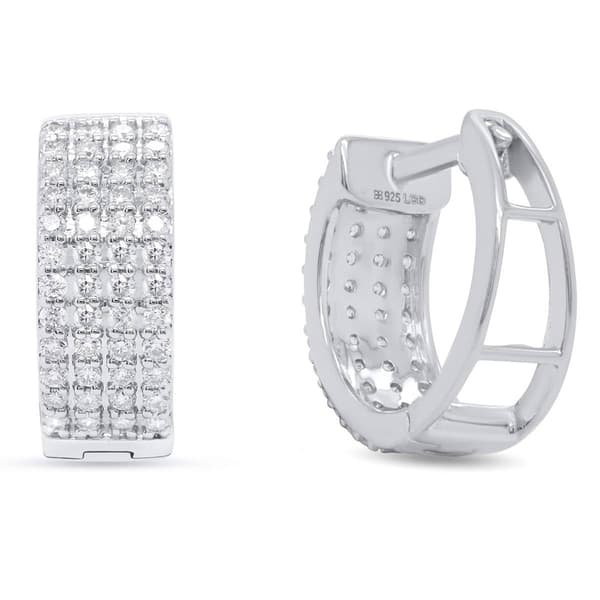 Nova Star® Sterling Silver Lab Grown Diamond Hoop Earrings