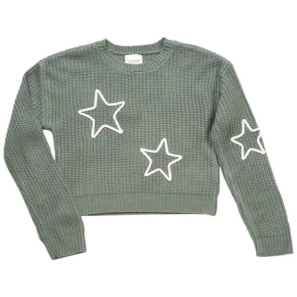 Girls (7-16) No Comment Long Sleeve Braided Stars Sweater - image 