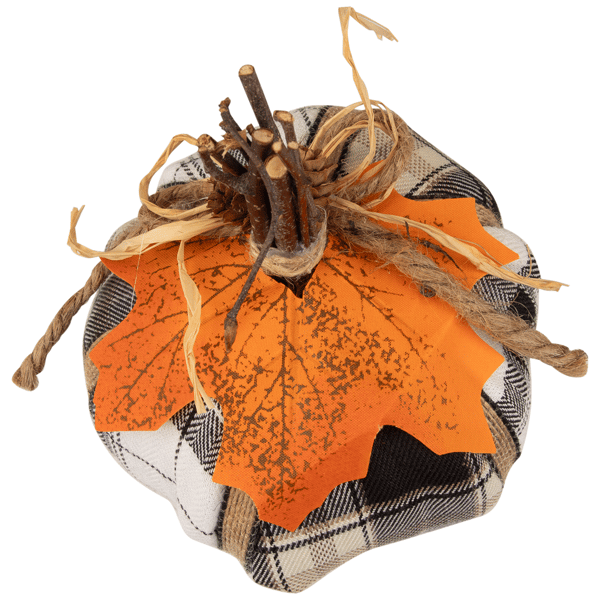 Northlight Plaid Pumpkin with Leaf Fall Harvest Pumpkin Decor