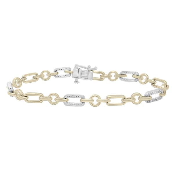 Two-Tone Lab Grown Diamond Paperclip Bracelet - image 