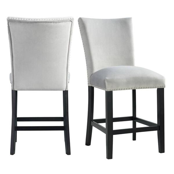 Elements Francesca Grey Velvet Counter Height Chair Set - image 