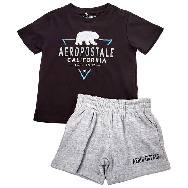 Toddler Boy Aeropostale Tee & Short Set - Black & Grey - image 