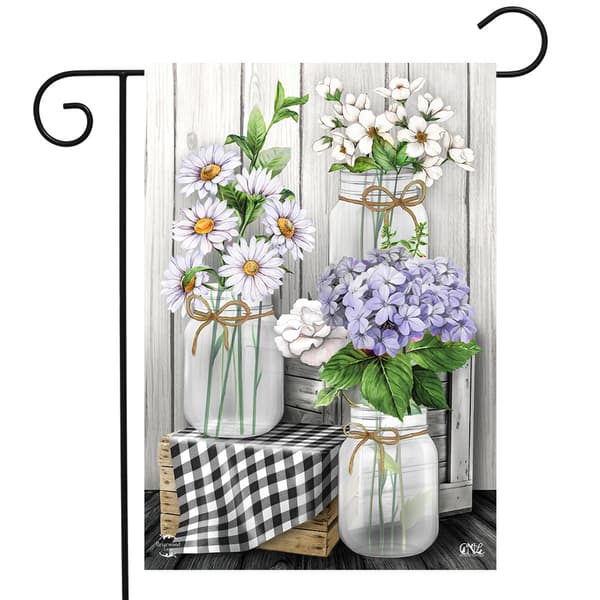 Briarwood Lane Checkered Mason Jar Garden Flag - image 