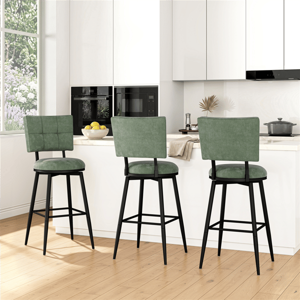 HH2 Home Beau Adjustable Height Swivel Stool with Tufted Back