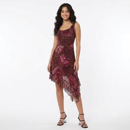 Juniors Madden Girl Mesh Scoop Neck Ruffle Hem A-Line Dress