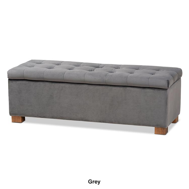 Baxton Studio Roanoke Grid Tufted Storage Ottoman Bench
