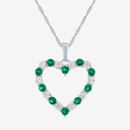 Gemstone Classics(tm) Simulated Emerald & Sapphire Heart Pendant
