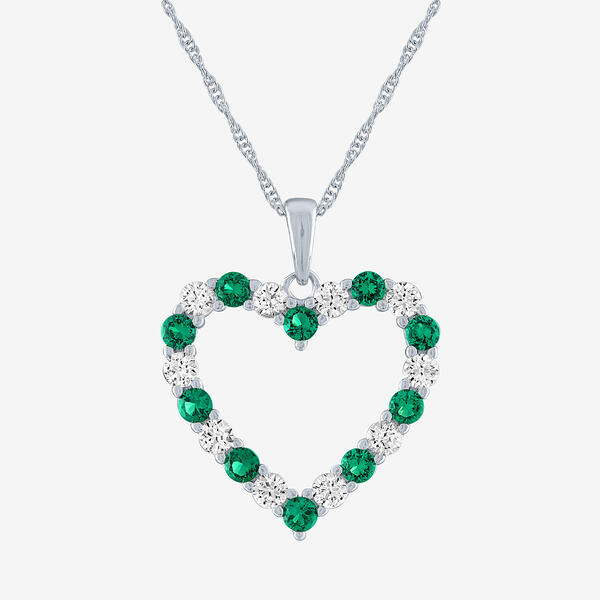 Gemstone Classics&#40;tm&#41; Simulated Emerald & Sapphire Heart Pendant - image 