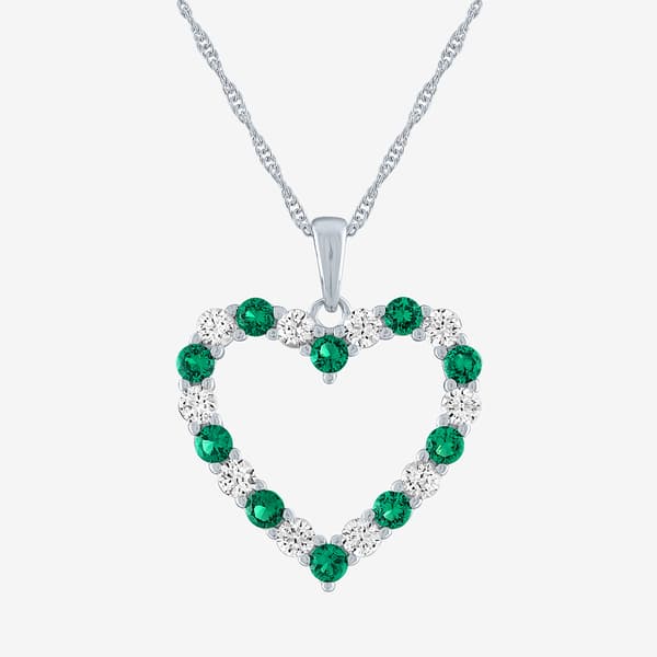 Gemstone Classics(tm) Simulated Emerald & Sapphire Heart Pendant - image 