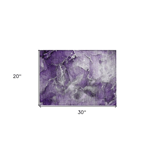 HomeRoots Grey & Purple Abstract Non Skid Indoor Outdoor Accent
