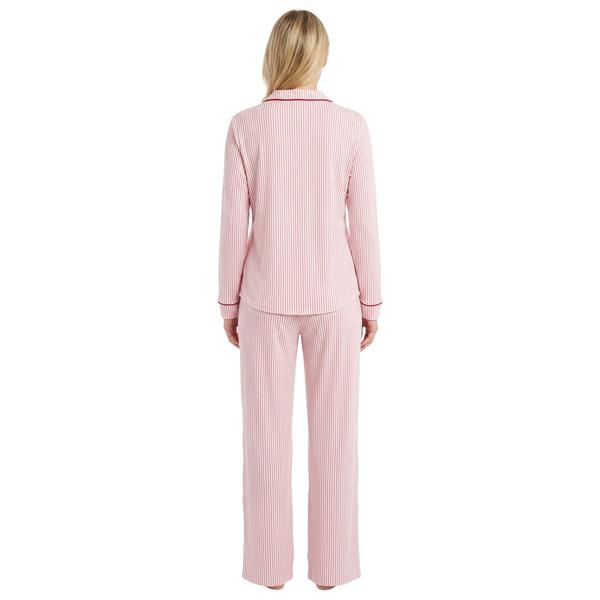 Womens Laura Ashley® Cotton Stripe Interlock Pajama Set