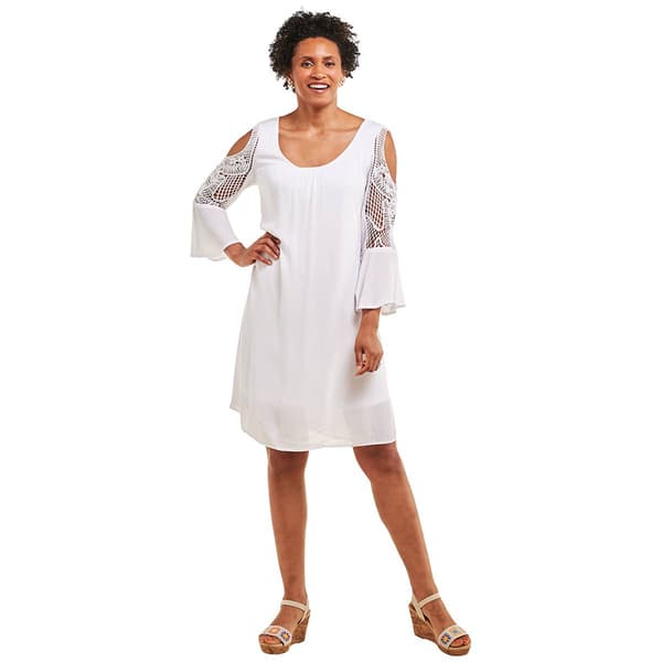 Womens Nina Leonard Cold Shoulder Gauze Dress - image 