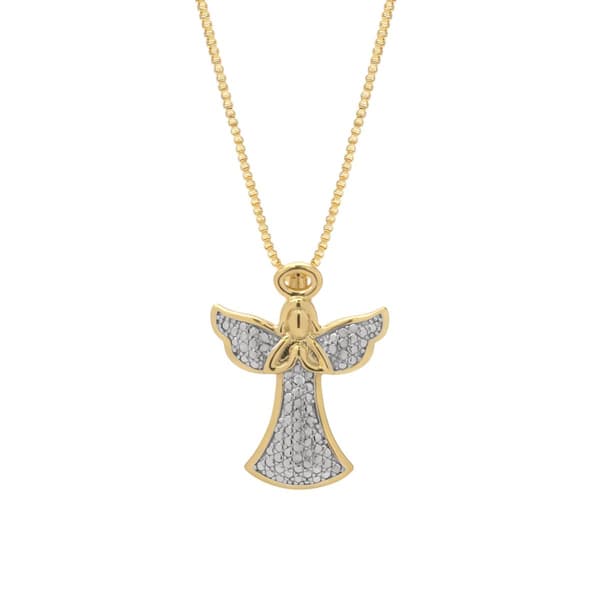 Gianni Argento Diamond Accent Praying Angel Pendant - image 