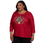 Plus Size Alfred Dunner Classics 3/4 Sleeve Christmas Tree Blouse - image 2