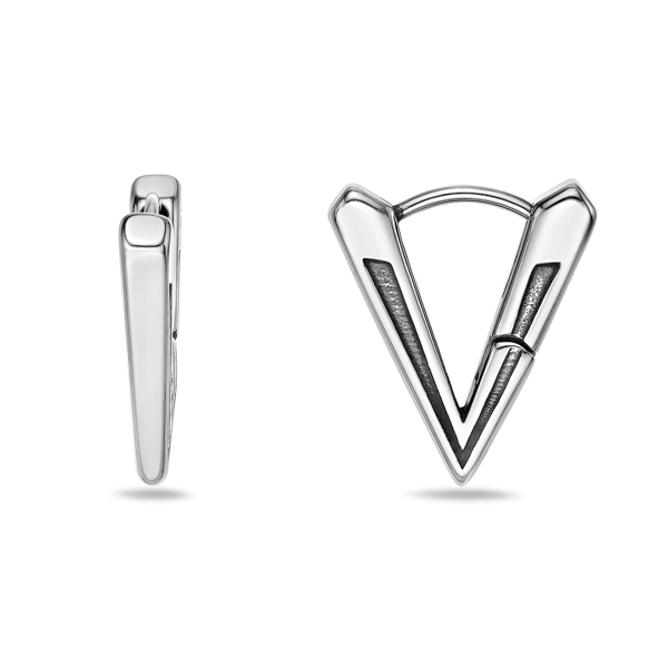 Mens Lynx Stainless Steel Triangle Earrings - image 