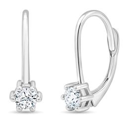Sterling Silver Lab Grown Diamond Leverback Earrings