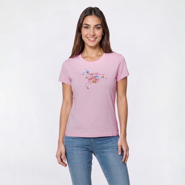 Womens Top Stitch By Morning Sun Bluebirds Besties Tee - image 