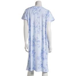 Womens Laura Ashley Short Sleeve Floral Nightshirt w/Lace