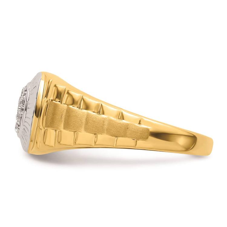 Mens Pure Fire 14kt. Two-Tone Gold Lab Grown Diamond Round Ring