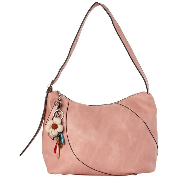 DS Fashion NY Crossbody Hobo w/ Flower Charm - image 