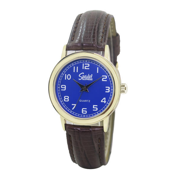 Mens Speidel Gold/Blue Dial Brown Leather Watch - 660331723B - image 