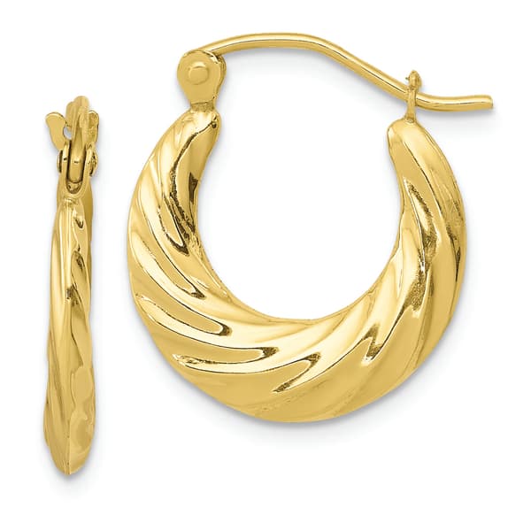 Gold Classics(tm) 10kt. Fancy Small 10mm Hoop Earrings - image 