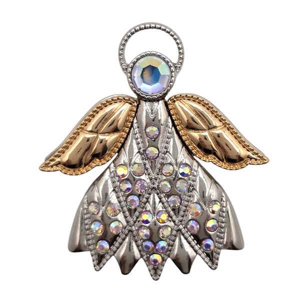 Two-Tone Angel Pin w/ Aurora Borealis & Rhinestones - image 