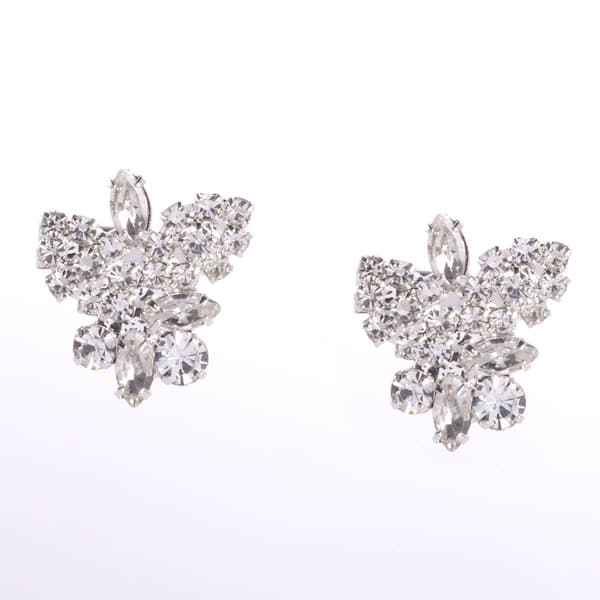 Rosa Rhinestones Crystal Leaves Stud Earrings - image 